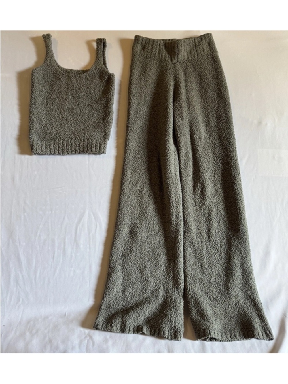 SKIMS fuzzy boucle teddy bear Grey pant and top set XXS XS